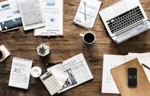 laptop and paper materials